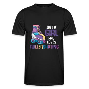 Rollerblading girl skater inline skating - Men's Functional T-Shirt - black - Front - AI Model Male 178 dark (178cm)