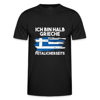 Grieche Fetalicherseits Griechen Lustige Sprüche - Männer Funktions-T-Shirt - Schwarz - Vorne - AI Model Male 178 dark (178cm)