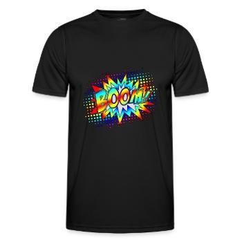 Comic Boom Explosion Speech Bubble Superhero Retro - Men's Functional T-Shirt - black - Front - AI Model Male 178 dark (178cm)