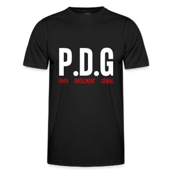 Humour papa génial PDG cadeau papa fête des pères - T-shirt sport Homme - noir - Devant - AI Model Male 178 dark (178cm)