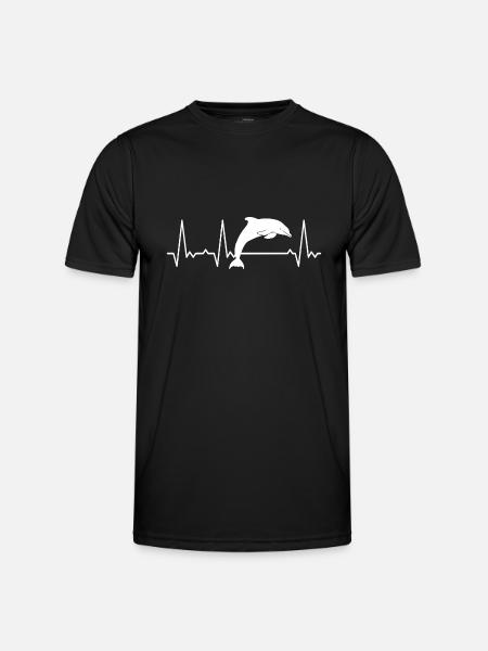 Herzschlag Delfin - Männer Funktions-T-Shirt - Schwarz