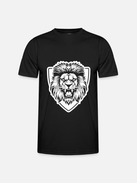 Lion Shield Head Motivation - Men's Functional T-Shirt - black
