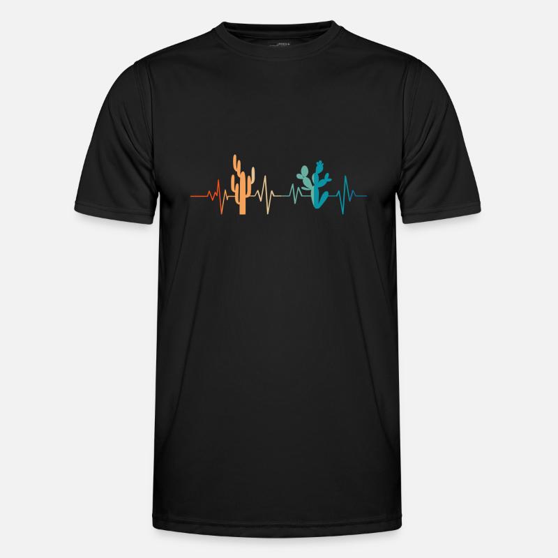 Kaktus Herzschlag - Geschenkidee - Männer Funktions-T-Shirt - Schwarz