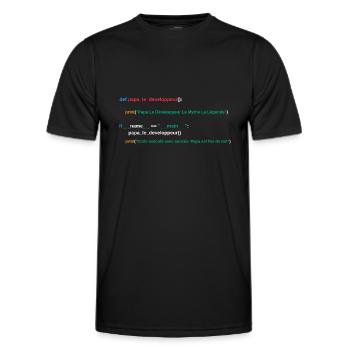 Code du programme Papa développeur - T-shirt sport Homme - noir - Devant - AI Model Male 178 dark (178cm)