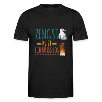 Retro Zingst ruft Anker Ostsee Fischland - Männer Funktions-T-Shirt - Schwarz - Vorne - AI Model Male 178 dark (178cm)