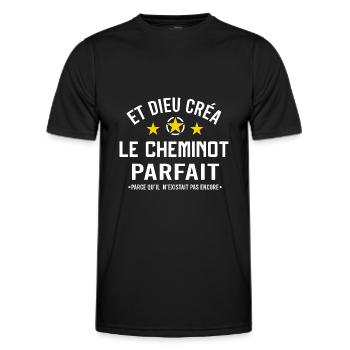 Super cheminot cadeau drôle humour homme - T-shirt sport Homme - noir - Devant - AI Model Male 178 dark (178cm)