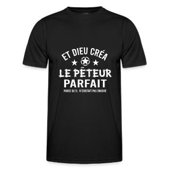 Péteur pet cadeau drôle homme qui pète péter prout - T-shirt sport Homme - noir - Devant - AI Model Male 178 dark (178cm)