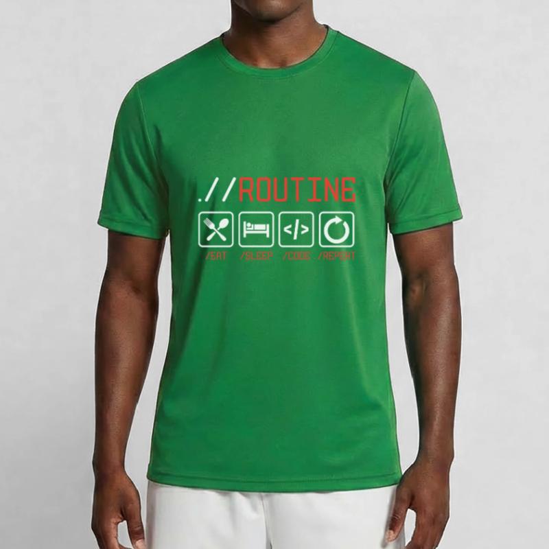 Routine Eat Sleep Code Repeat Software Developer C Männer Funktions-T-Shirt