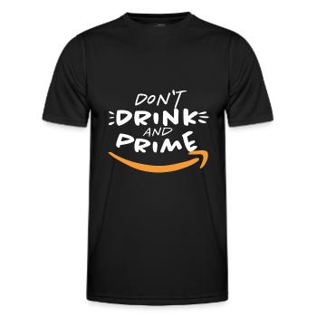 Drôle ne buvez pas et prime motif Amazon - T-shirt sport Homme - noir - Devant - AI Model Male 178 dark (178cm)