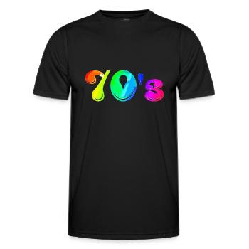 Années 70 | Soixante-dix | Décennie | Symbole - T-shirt sport Homme - noir - Devant - AI Model Male 178 dark (178cm)