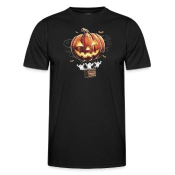 Kürbis-Heißluftballon mit Geistern | Halloween - Männer Funktions-T-Shirt - Schwarz - Vorne - AI Model Male 178 dark (178cm)