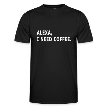 alexa j'ai besoin de café alexa blokes fait du café - T-shirt sport Homme - noir - Devant - AI Model Male 178 dark (178cm)