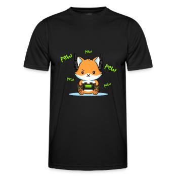 Pew Pew Pew Fuchs - Männer Funktions-T-Shirt - Schwarz - Vorne - AI Model Male 178 dark (178cm)