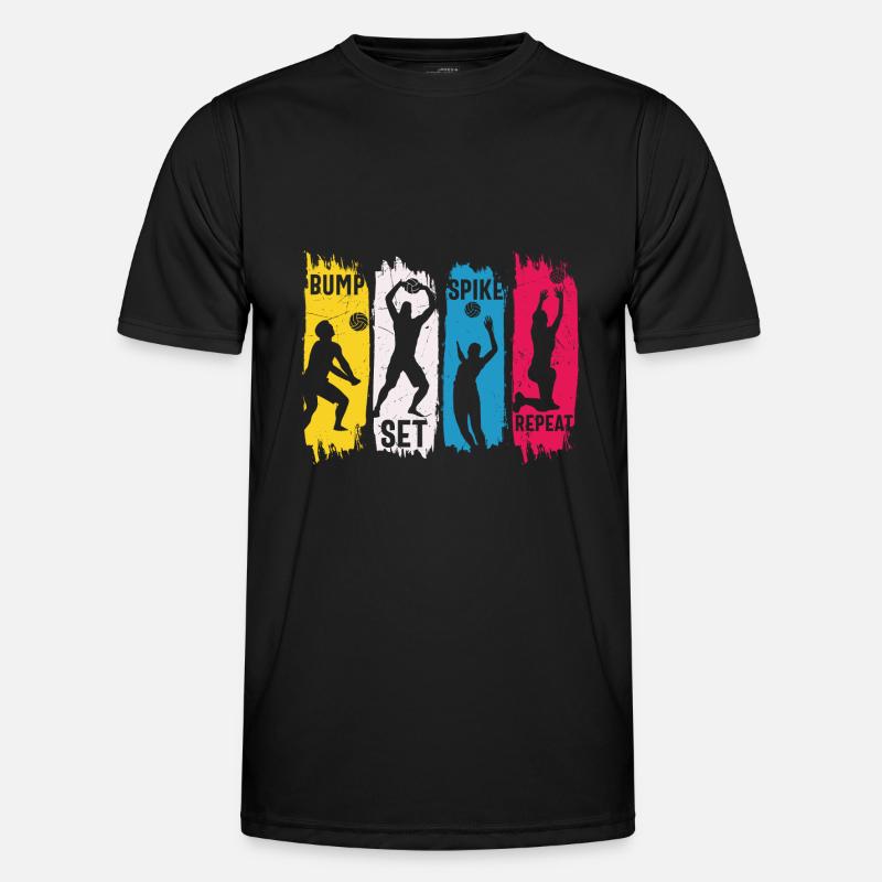 Bump set spike repeat cooler Volleyball Spruch Männer Funktions-T-Shirt