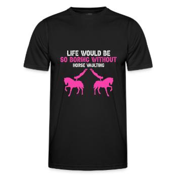 Conception acrobatique de voûte et cheval équestre - T-shirt sport Homme - noir - Devant - AI Model Male 178 dark (178cm)