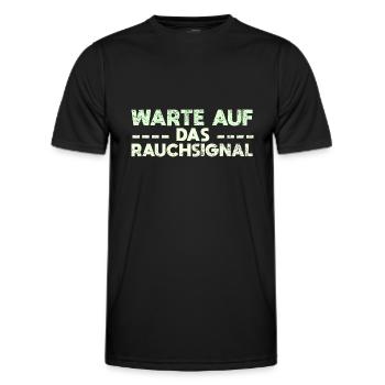 Warte Auf Das Rauchsignal - Männer Funktions-T-Shirt - Schwarz - Vorne - AI Model Male 178 dark (178cm)