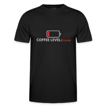 Coffee Level: Critical - Men's Functional T-Shirt - black - Front - AI Model Male 178 dark (178cm)