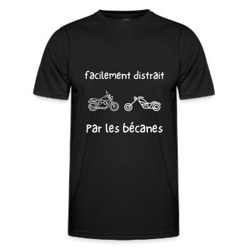 facilement distrait par les bécanes - T-shirt sport Homme - noir - Devant - AI Model Male 178 dark (178cm)
