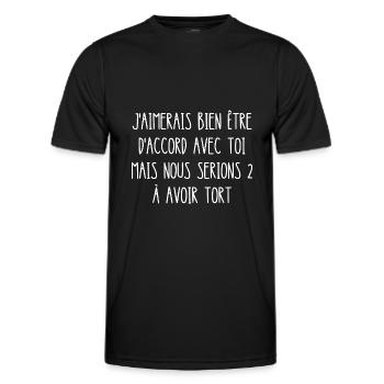 j'aimerais bien être d'accord - T-shirt sport Homme - noir - Devant - AI Model Male 178 dark (178cm)