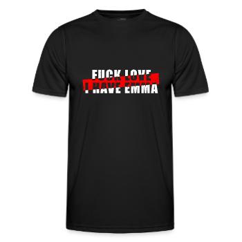 Fuck Love I Have Emma - Techno Raver - Männer Funktions-T-Shirt - Schwarz - Vorne - AI Model Male 178 dark (178cm)