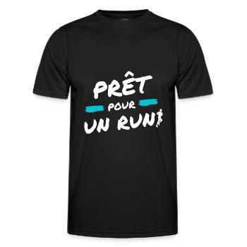 Prêt pour un run cadeau course a pied - T-shirt sport Homme - noir - Devant - AI Model Male 178 dark (178cm)