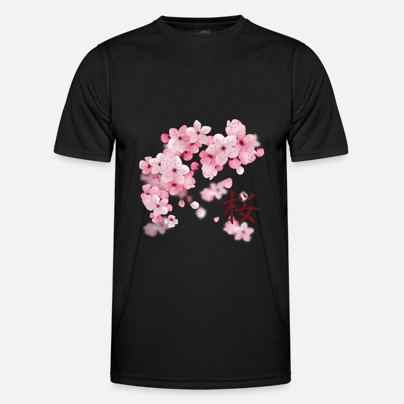 Japanese Cherry Blossoms - Sakura - Men's Functional T-Shirt - black