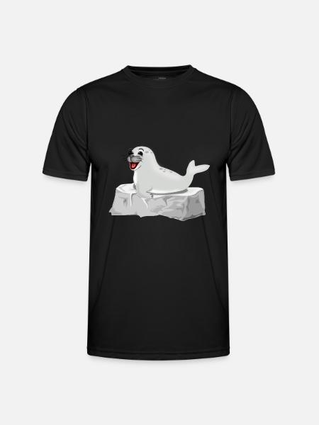Lachende Robbe auf Fels - Männer Funktions-T-Shirt - Schwarz