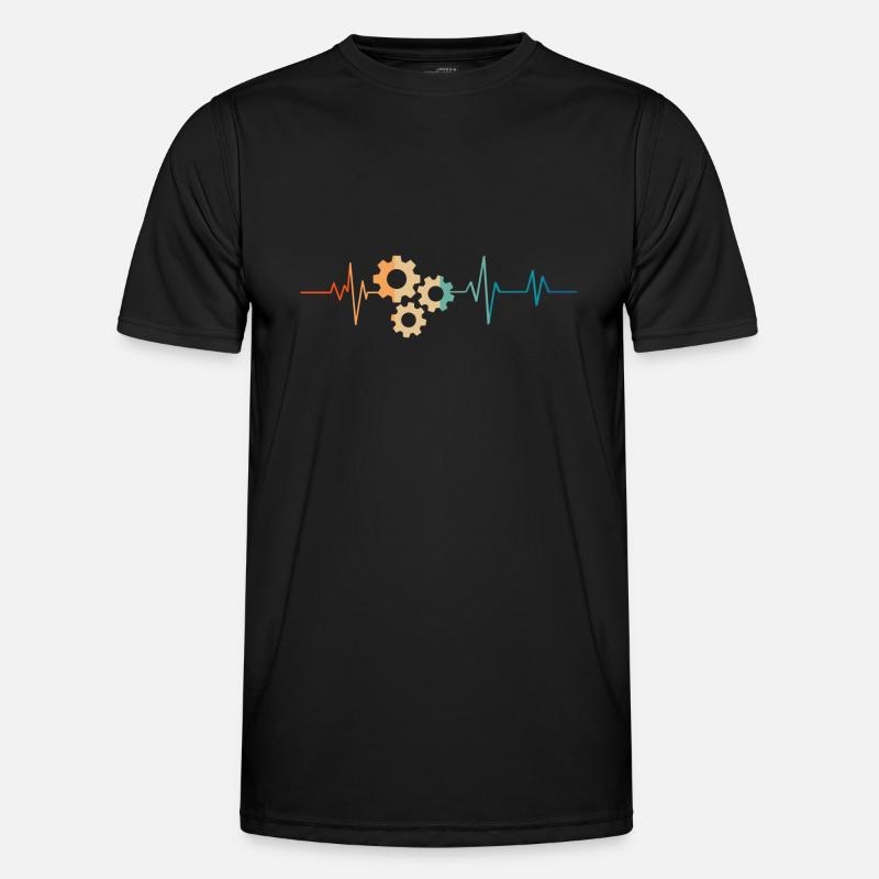 Heartbeat Retro Cogs - Men's Functional T-Shirt - black