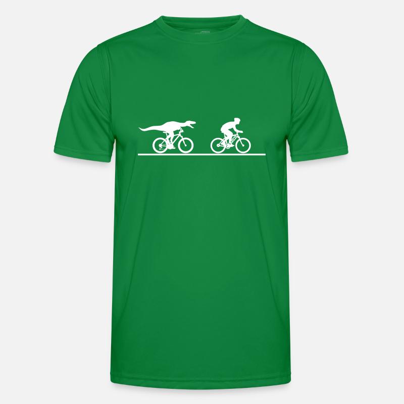 E Biker versus Velociraptor Männer Funktions-T-Shirt