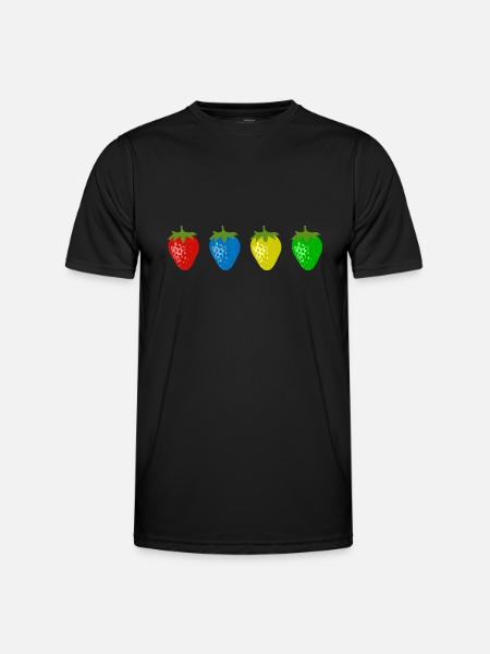 Bunte Erdbeeren - Männer Funktions-T-Shirt - Schwarz
