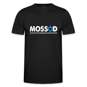Mossad - L’Institut du renseignement - T-shirt sport Homme - noir - Devant - AI Model Male 178 dark (178cm)