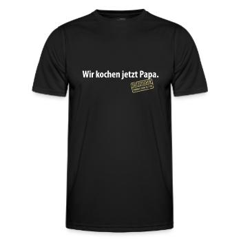 Wir kochen jetzt Papa Satzzeichen Komma Leben Vati - Männer Funktions-T-Shirt - Schwarz - Vorne - AI Model Male 178 dark (178cm)
