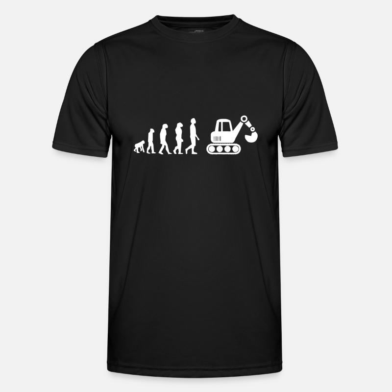 Evolution mechanischer Bagger - Männer Funktions-T-Shirt - Schwarz