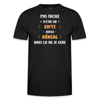 Chti génial - T-shirt sport Homme - noir - Devant - AI Model Male 178 dark (178cm)