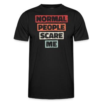 Normale Menschen machen mir Angst - Psych Design - Männer Funktions-T-Shirt - Schwarz - Vorne - AI Model Male 178 dark (178cm)