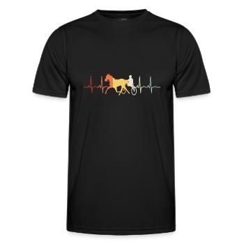 Trotter Trotting in Heartbeat ECG Pulse Style - Men's Functional T-Shirt - black - Front - AI Model Male 178 dark (178cm)