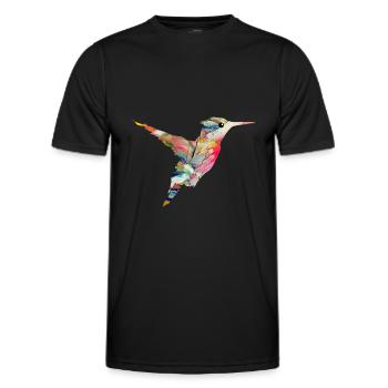 Kolibri Vogel fliegen Tier Natur Vögel Bunt Nektar - Männer Funktions-T-Shirt - Schwarz - Vorne - AI Model Male 178 dark (178cm)