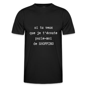 parle moi de shopping - T-shirt sport Homme - noir - Devant - AI Model Male 178 dark (178cm)