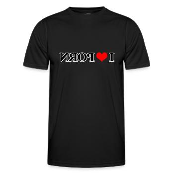 I love porn mirrored text - Men's Functional T-Shirt - black - Front - AI Model Male 178 dark (178cm)
