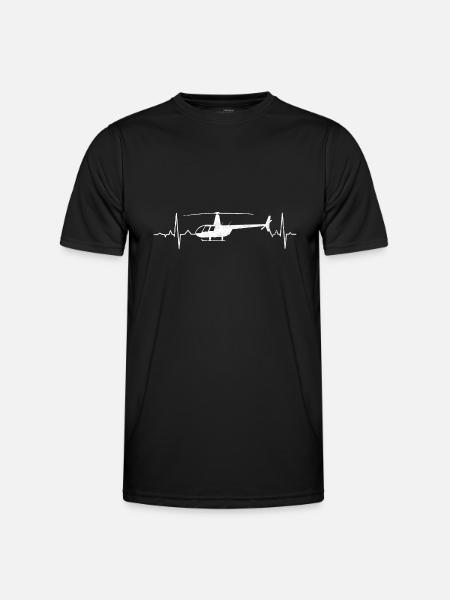 Helicopter Helicopter Pilot Heartbeat - Men's Functional T-Shirt - black