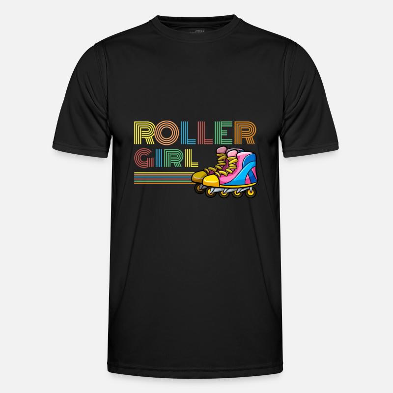 Retro Inline Skater Mädchen Rollschuh - Männer Funktions-T-Shirt - Schwarz