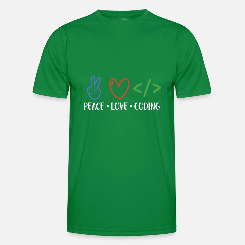 Peace Love Coding Coder Software Developer Program Männer Funktions-T-Shirt