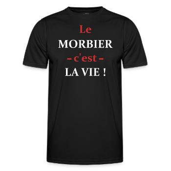 Le MORBIER c'est la vie - T-shirt sport Homme - noir - Devant - AI Model Male 178 dark (178cm)