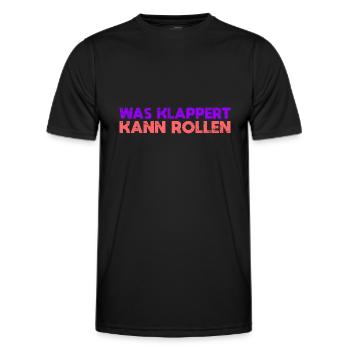 Was Klappert Kann Rollen - Männer Funktions-T-Shirt - Schwarz - Vorne - AI Model Male 178 dark (178cm)