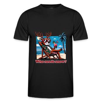 witziges Anti Weihnachten Rentier im Urlaub - Männer Funktions-T-Shirt - Schwarz - Vorne - AI Model Male 178 dark (178cm)