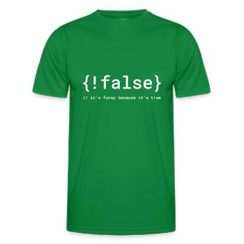 Code Humor Tee: The Logical Joke - Men's Functional T-Shirt - kelly green - Front - AI Model Male 178 dark (178cm)