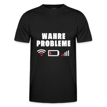 Wahre Probleme Internet WLAN Akku Empfang Geschenk - Männer Funktions-T-Shirt - Schwarz - Vorne - AI Model Male 178 dark (178cm)