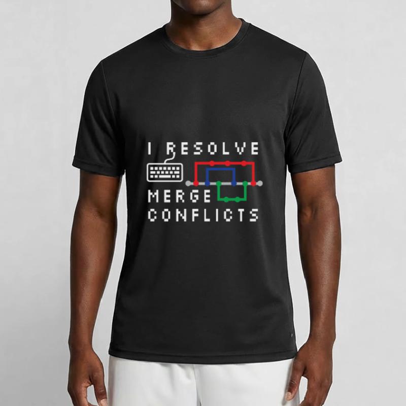 I Resolve Merge Conflicts Coding Programming Devel Männer Funktions-T-Shirt