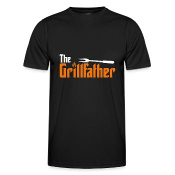 Le Père Grill. Le Grillfather - T-shirt sport Homme - noir - Devant - AI Model Male 178 dark (178cm)