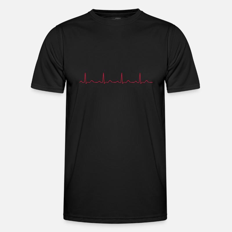 Herzschlag - Männer Funktions-T-Shirt - Schwarz